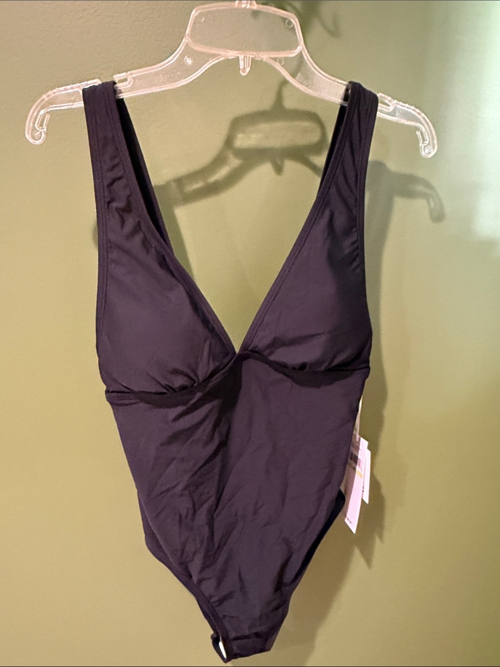 CeCe Black Deep V One-Piece Swimsuit, NWT